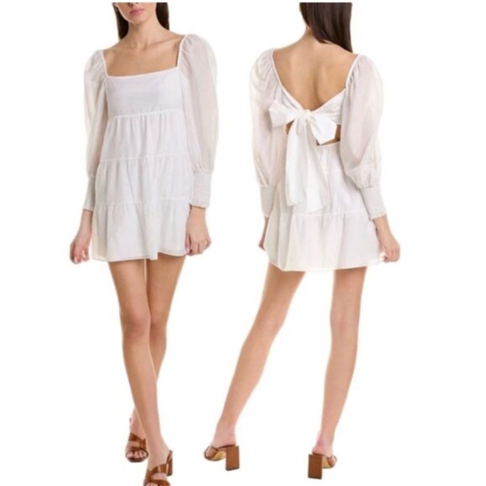 Alice And Olivia Silk Blend Voile Babydoll Mini Dress White